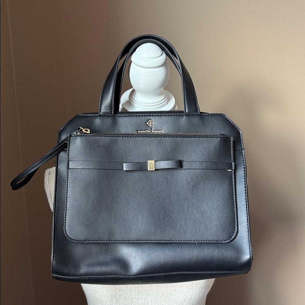 Nanette Lepore Black Satchel with Gold Hardware